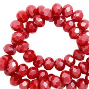 Faceted glass beads 3x2mm disc Red samba-pearl shine coating